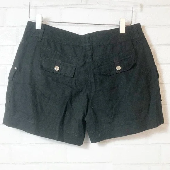 White House Black Market Linen Black Cargo‎ Shorts Women's Size 4 Short - Picture 4 of 5